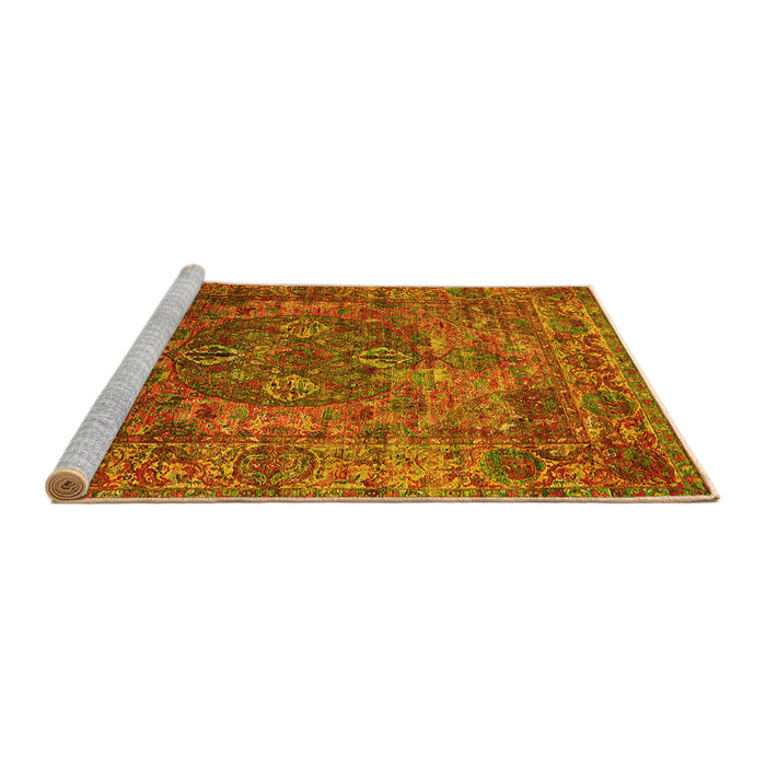 Sideview of Machine Washable Oriental Yellow Industrial Rug, wshurb1539yw