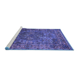 Sideview of Machine Washable Oriental Blue Industrial Rug, wshurb1539blu