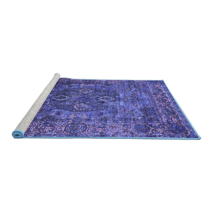 Sideview of Machine Washable Oriental Blue Industrial Rug, wshurb1539blu