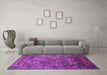 Machine Washable Oriental Purple Industrial Area Rugs in a Living Room, wshurb1539pur