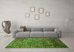 Machine Washable Oriental Green Industrial Area Rugs in a Living Room,, wshurb1539grn