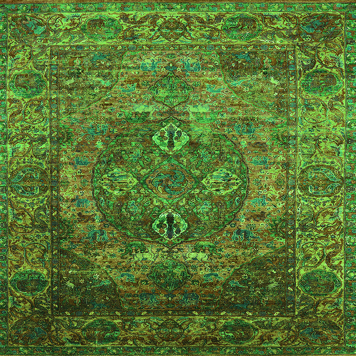 Square Oriental Green Industrial Rug, urb1539grn