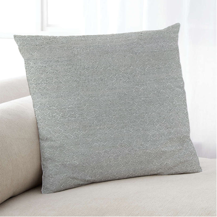 Lifestyle Image of Mid-Century Modern Urban Square Platinum Silver Gray Throw Pillow, 18 inch by 18 inch, pwurb153