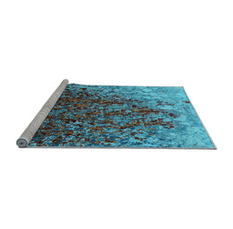 Sideview of Machine Washable Oriental Light Blue Industrial Rug, wshurb1540lblu