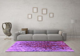 Machine Washable Oriental Purple Industrial Area Rugs in a Living Room, wshurb1540pur