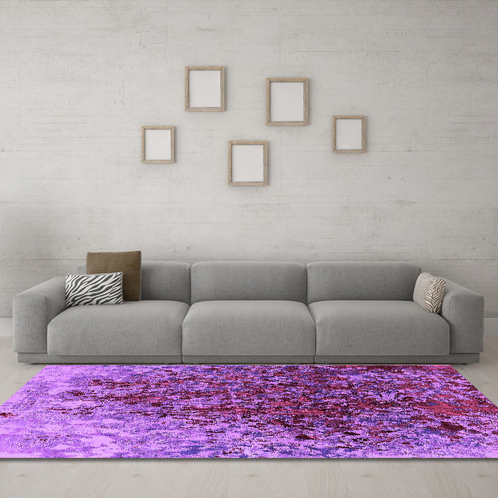 Machine Washable Oriental Purple Industrial Area Rugs in a Living Room, wshurb1540pur