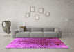 Machine Washable Oriental Pink Industrial Rug in a Living Room, wshurb1540pnk