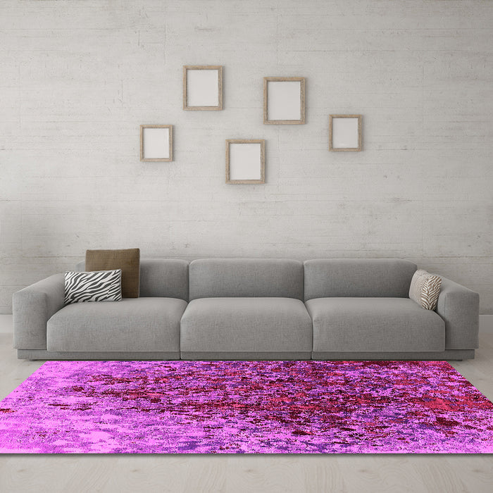 Machine Washable Oriental Pink Industrial Rug in a Living Room, wshurb1540pnk