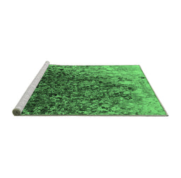 Sideview of Machine Washable Oriental Emerald Green Industrial Area Rugs, wshurb1540emgrn