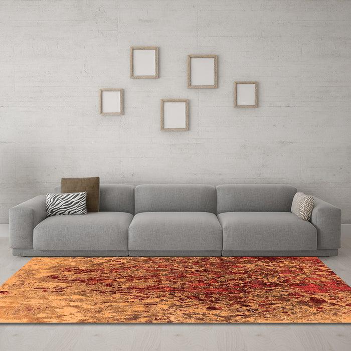 Machine Washable Oriental Orange Industrial Area Rugs in a Living Room, wshurb1540org