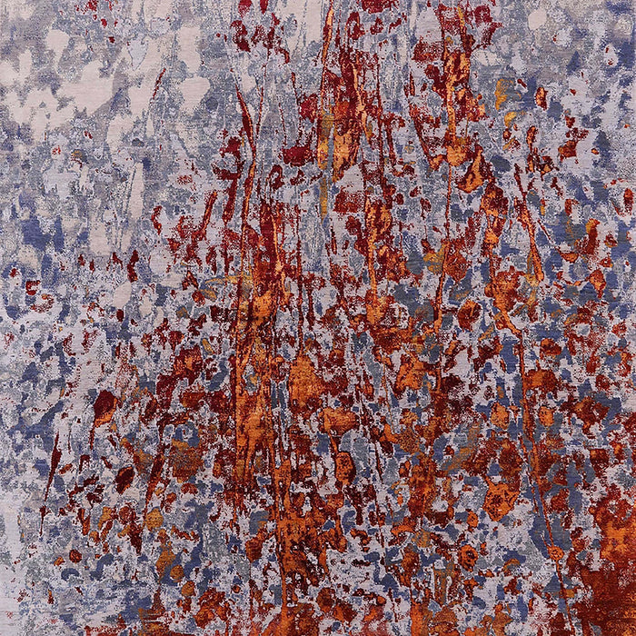 Mid-Century Modern Silver Pink Oriental Rug, urb1540