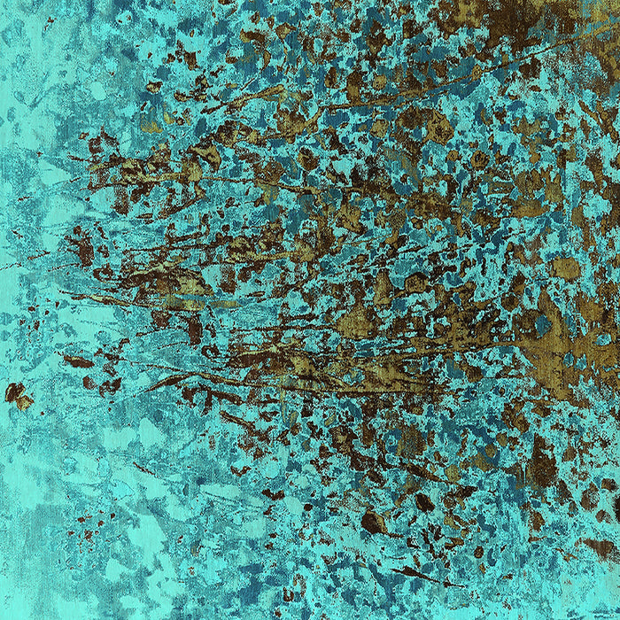 Square Machine Washable Oriental Turquoise Industrial Area Rugs, wshurb1540turq