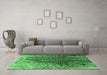 Machine Washable Oriental Emerald Green Industrial Area Rugs in a Living Room,, wshurb1540emgrn