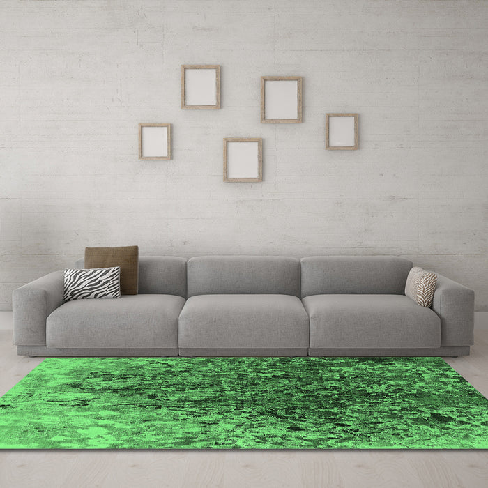 Machine Washable Oriental Emerald Green Industrial Area Rugs in a Living Room,, wshurb1540emgrn