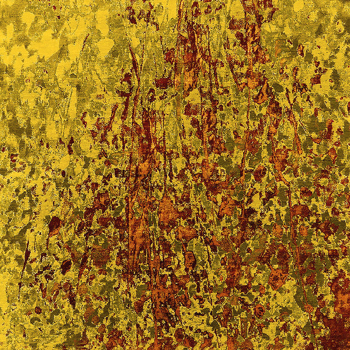 Machine Washable Oriental Yellow Industrial Rug, wshurb1540yw