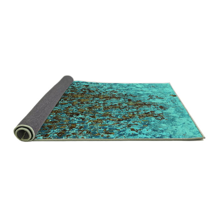 Sideview of Oriental Turquoise Industrial Rug, urb1540turq