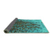 Sideview of Oriental Turquoise Industrial Rug, urb1540turq