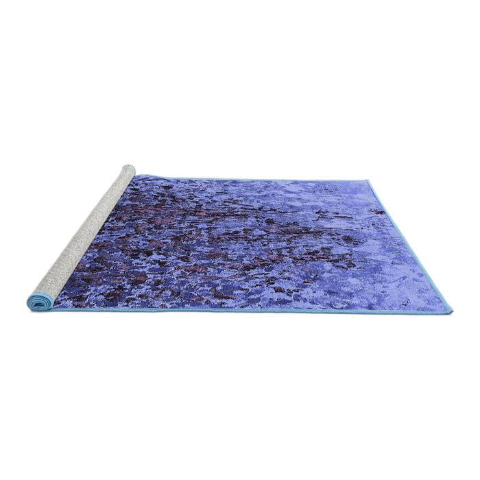 Sideview of Machine Washable Oriental Blue Industrial Rug, wshurb1540blu