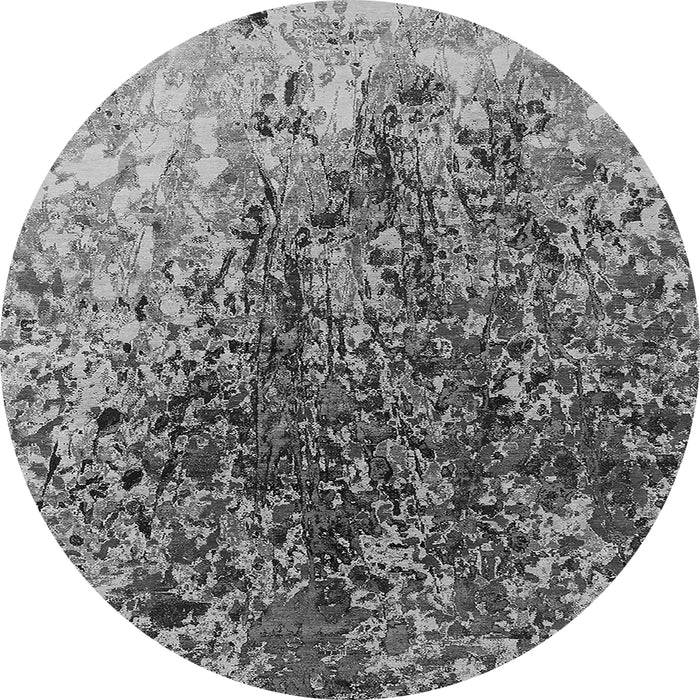 Round Machine Washable Oriental Gray Industrial Rug, wshurb1540gry