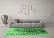 Machine Washable Oriental Emerald Green Industrial Area Rugs in a Living Room,, wshurb1541emgrn