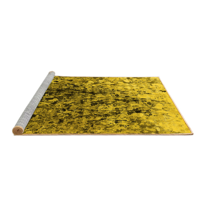 Sideview of Machine Washable Oriental Yellow Industrial Rug, wshurb1541yw