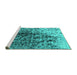Sideview of Machine Washable Oriental Turquoise Industrial Area Rugs, wshurb1541turq