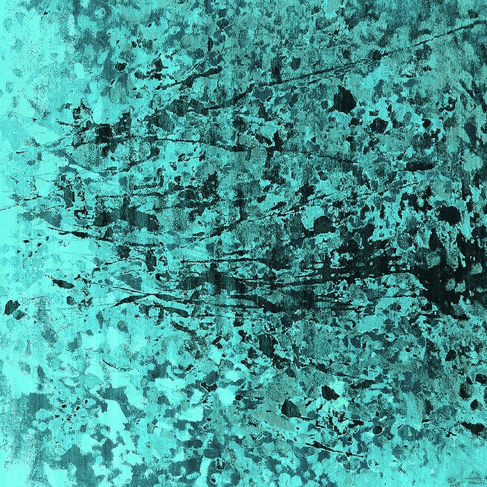 Square Machine Washable Oriental Turquoise Industrial Area Rugs, wshurb1541turq