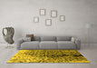 Machine Washable Oriental Yellow Industrial Rug in a Living Room, wshurb1541yw
