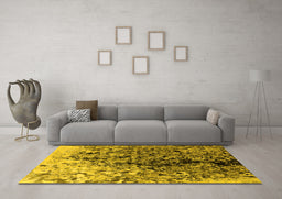 Machine Washable Oriental Yellow Industrial Rug in a Living Room, wshurb1541yw