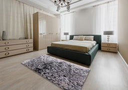 Mid-Century Modern Purple Oriental Rug in a Bedroom, urb1541