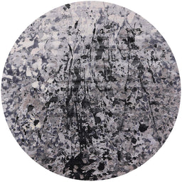 Round Machine Washable Industrial Modern Wisteria Purple Rug, wshurb1541