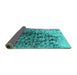 Sideview of Oriental Turquoise Industrial Rug, urb1541turq