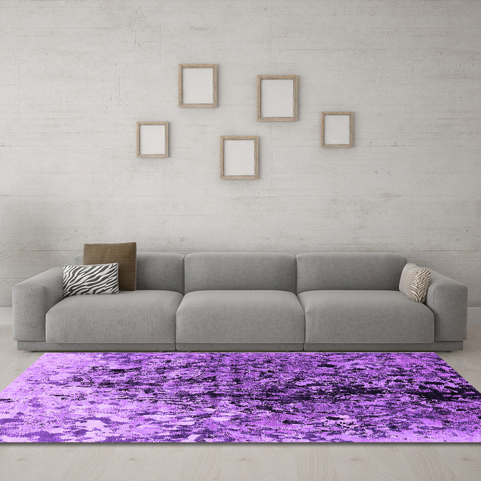 Machine Washable Oriental Purple Industrial Area Rugs in a Living Room, wshurb1541pur