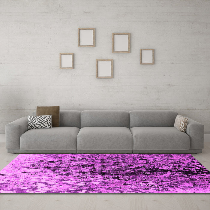 Machine Washable Oriental Pink Industrial Rug in a Living Room, wshurb1541pnk