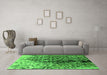 Machine Washable Oriental Green Industrial Area Rugs in a Living Room,, wshurb1541grn