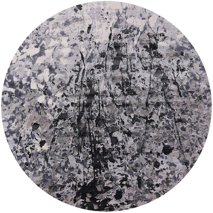 Round Mid-Century Modern Purple Oriental Rug, urb1541