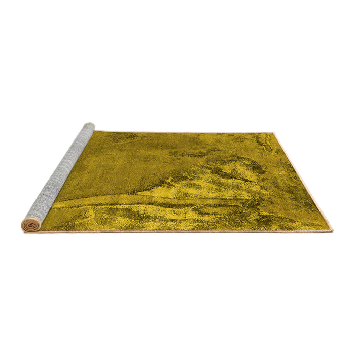 Sideview of Machine Washable Oriental Yellow Industrial Rug, wshurb1542yw
