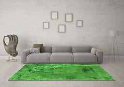 Machine Washable Oriental Green Industrial Area Rugs in a Living Room,, wshurb1542grn