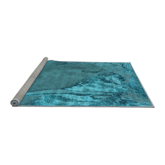 Sideview of Machine Washable Oriental Light Blue Industrial Rug, wshurb1542lblu
