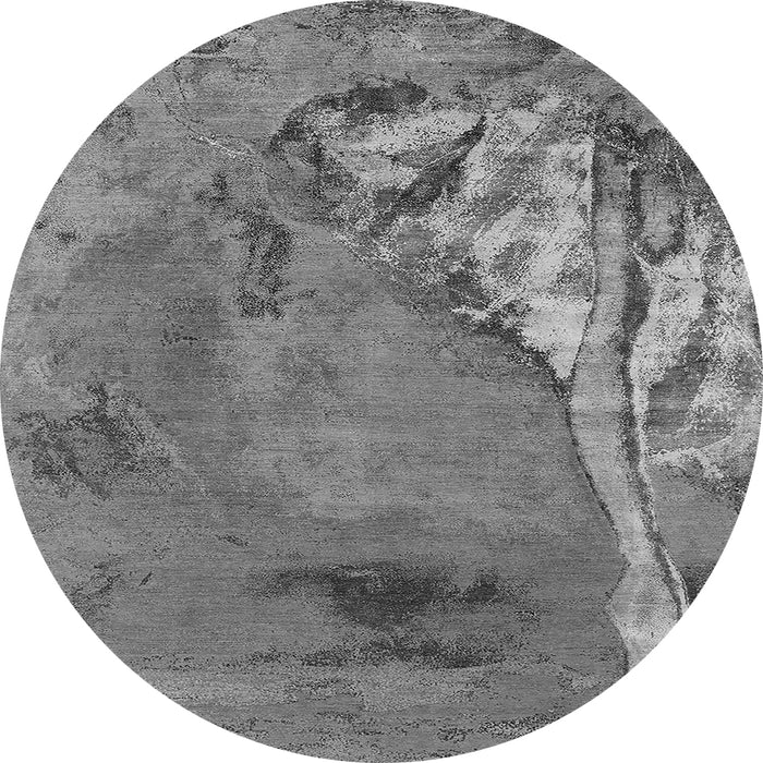 Round Machine Washable Oriental Gray Industrial Rug, wshurb1542gry