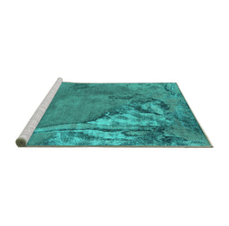 Sideview of Machine Washable Oriental Turquoise Industrial Area Rugs, wshurb1542turq