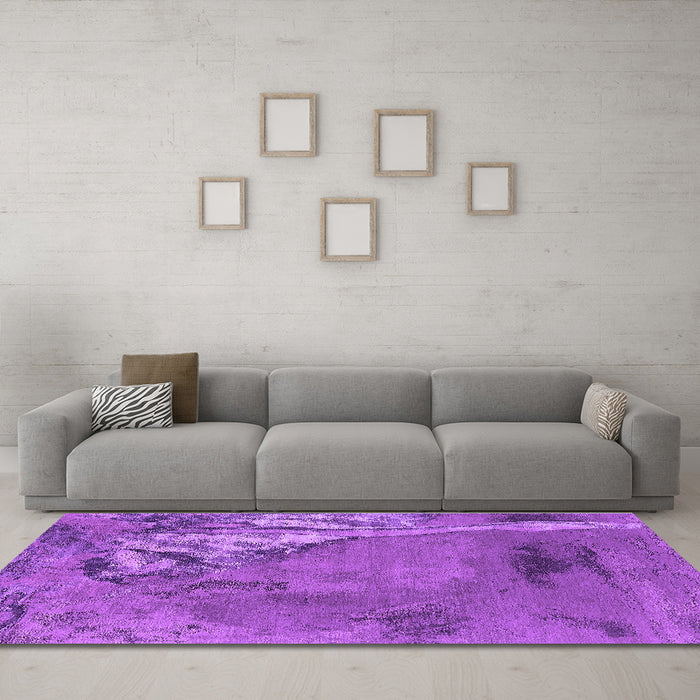 Machine Washable Oriental Purple Industrial Area Rugs in a Living Room, wshurb1542pur