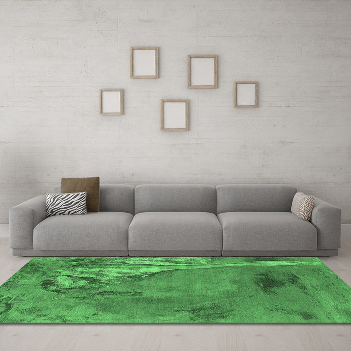 Machine Washable Oriental Emerald Green Industrial Area Rugs in a Living Room,, wshurb1542emgrn