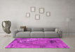 Machine Washable Oriental Pink Industrial Rug in a Living Room, wshurb1542pnk