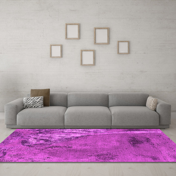 Machine Washable Oriental Pink Industrial Rug in a Living Room, wshurb1542pnk