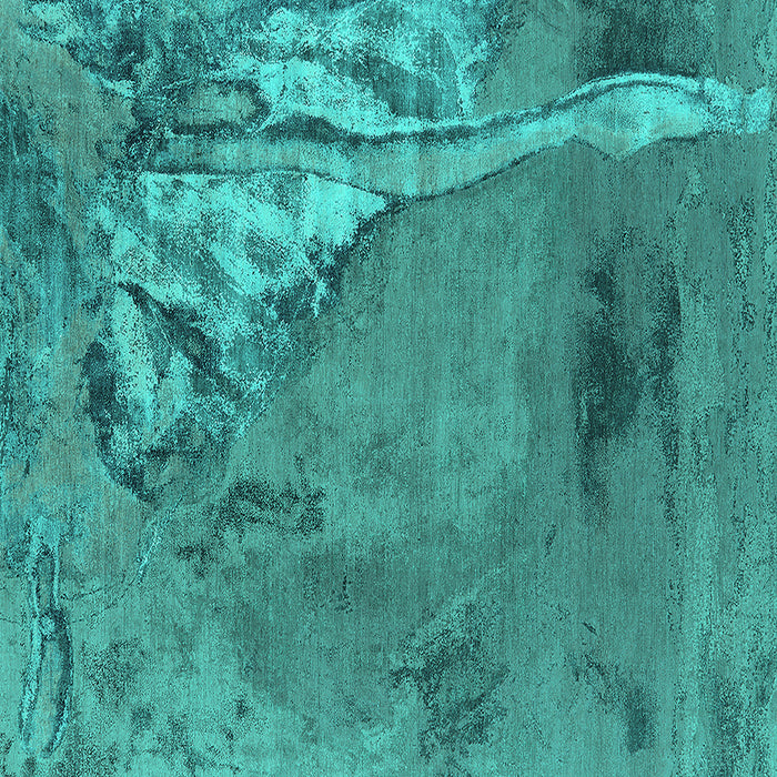 Square Machine Washable Oriental Turquoise Industrial Area Rugs, wshurb1542turq