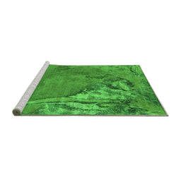 Sideview of Machine Washable Oriental Green Industrial Area Rugs, wshurb1542grn