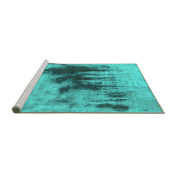 Sideview of Machine Washable Oriental Turquoise Industrial Area Rugs, wshurb1543turq