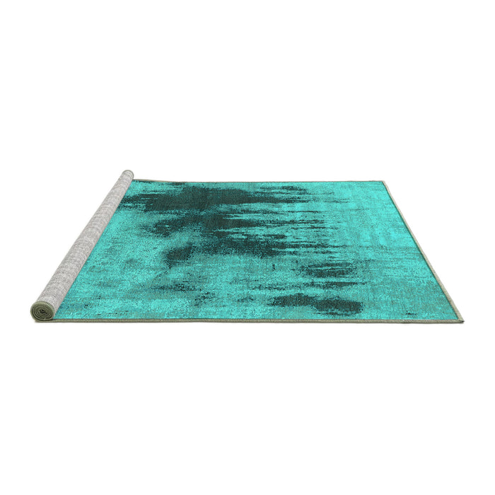 Sideview of Machine Washable Oriental Turquoise Industrial Area Rugs, wshurb1543turq