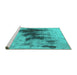 Sideview of Machine Washable Oriental Turquoise Industrial Area Rugs, wshurb1543turq